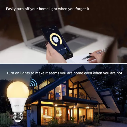 Vista 4 de Lighting EVER Bombillas LED inteligentes, compatibles con Alexa y Google Assistant, equivalente a 60 vatios, regulables con aplicación