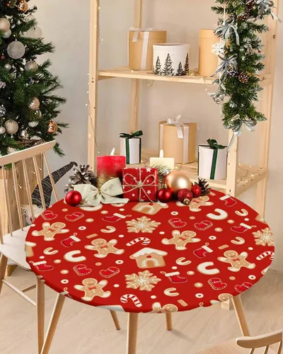 Vista 10 de Mantel ajustado para mesa redonda, mantel de otoño con hojas de otoño y calabaza de Acción de Gracias con borde elástico, mantel impermeable de Beige