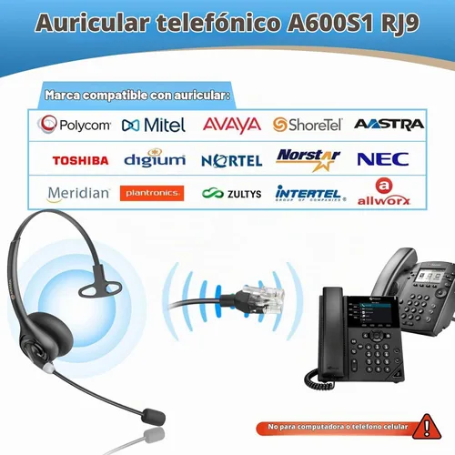 Vista 2 de Arama Auriculares de teléfono para teléfonos de oficina para Polycom