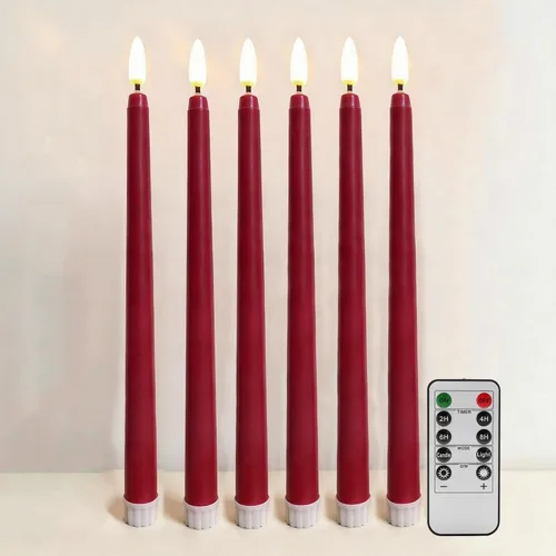 Vista 9 de Velas cónicas sin llama negras con control remoto, velas LED parpadeantes que funcionan con pilas, juego de 6