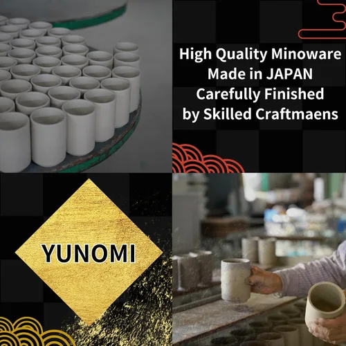 Vista 6 de Tazas de té japonesas Sushi-Yunomi Mino Ware con posavasos de bambú (juego de 2) (Mt. Fuji)