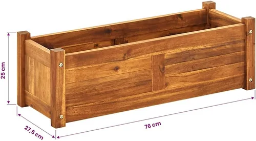 Vista 3 de vidaXL - Cama elevada para jardín, madera de acacia, 29.9 x 10.9 x 9.8 pulgadas