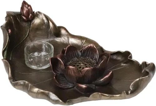 Vista 3 de Ebros Gift Zen Garden Buddha Padma Lotus Incienso Sticks Quemador y Vela Votiva Vela Estatuilla Feng Shui Budismo T-Lite
