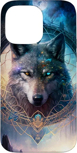 Vista 21 de Wolf Mystical Surreal Fantasy Funda para iPhone 17