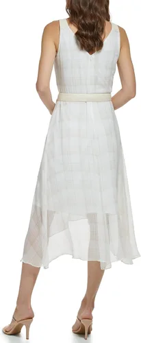 Vista 3 de DKNY Womens Sleeveless Faux Wrap Dress