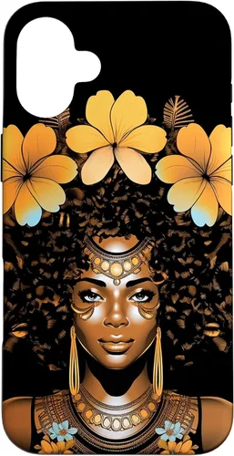 Vista 21 de iPhone 12 mini Orquídeas Afro Afro Orquídeas Flor Corona Negro Orgullo Caso