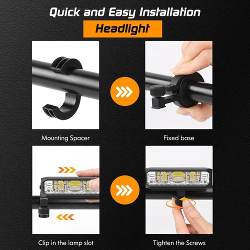 Vista 6 de Bright LED Bike Light for Night Riding,2025 Upgraded Rechargeable Bicycle Lights Set 5 Modes IPX6 Waterproof MTB Off-Road Cycling Commuting