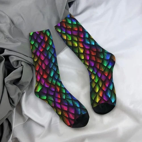 Vista 6 de LAZIRO Dragon Scale 3D - Calcetines estampados unisex con personalidad de lujo, 15.7-16.5in