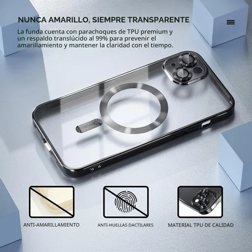Vista 3 de Misea Funda magnética para iPhone 14 compatible con MagSafe color negro