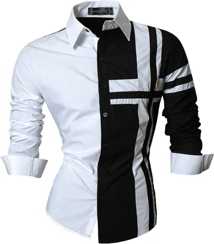 Vista 19 de JZS041, camisa de vestir de manga larga para hombre