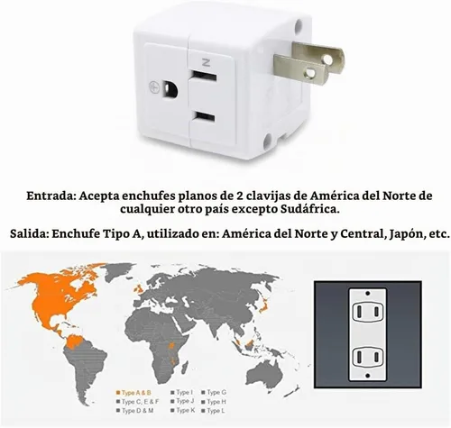 Vista 4 de SYCON Extensor de salida adaptador, mini enchufe de pared de 2 clavijas a 3 clavijas, divisor de salida múltiple con 3 tomas de corriente