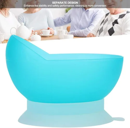 Vista 9 de Cuenco de cuchara con base de ventosa, vajilla adaptativa antiderrames, ayuda para discapacidad para pacientes ancianos con Parkinson