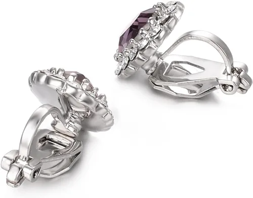 Vista 12 de Yoursfs Austria - Aretes de clip de cristal para mujer, chapados en oro de 18 quilates, joyería de moda con halo de circonita cúbica, aretes sin