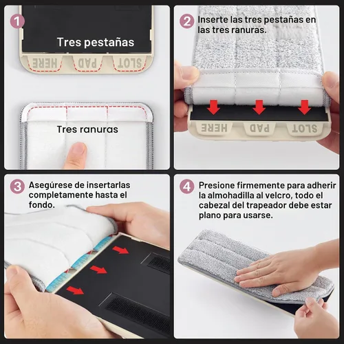 Vista 7 de JOYMOOP Trapeador plano, trapeadores de microfibra para limpieza de pisos y limpiador de paredes, trapeadores de 50 pulgadas con cabeza plana de 13