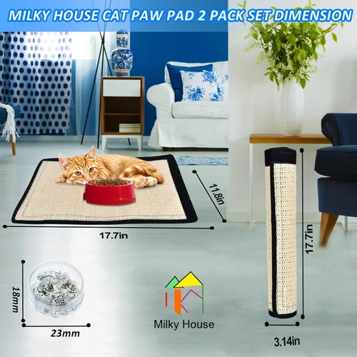 Vista 3 de Paquete de 2 almohadillas antiarañazos para gatos, almohadillas antiarañazos para muebles, cama rascador de gatito, repuesto de cartón para rampa