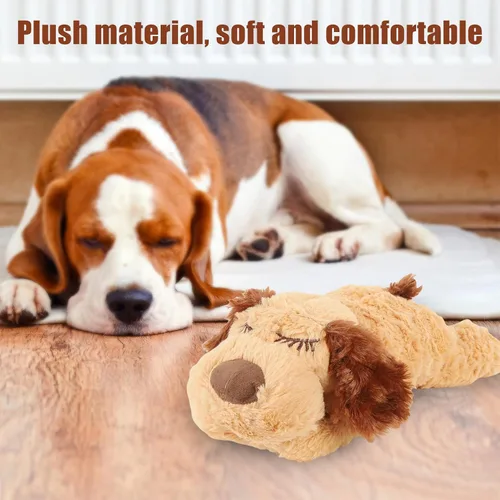 Vista 7 de Juguetes, animal de peluche interactivo con latido del corazón real, juguete de felpa suave y cómodo para gatos y perros, ayuda calmante