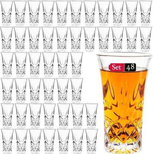 Vista 7 de JAIEF Vasos de tequila con base pesada, vasos cordiales de vidrio de chupito, 2 oz (3)