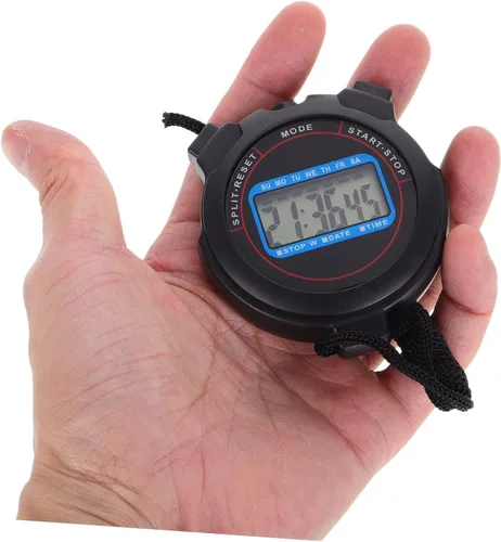 Vista 4 de DECHOUS Digital Stopwatch with Date Display Lightweight Portable Timer for Swimming Running Yoga Training Sports Timer for Coaches Black