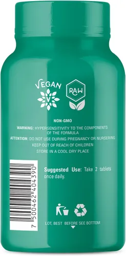 Vista 2 de OS Organic Side - Verdes orgánicos (espirulina, pasto de trigo y moringa) 90 tabletas - Rico en vitaminas y minerales - Super Greens 1100 mg