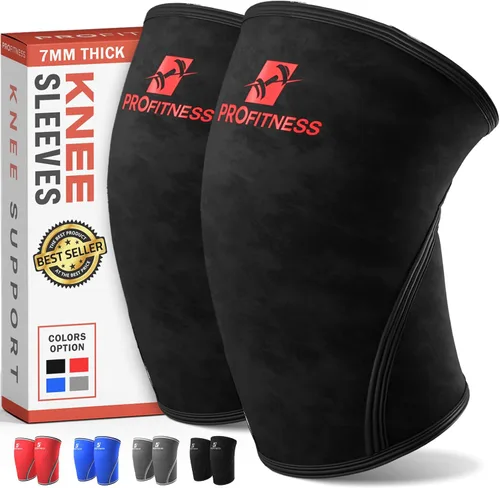 Vista 8 de Rodilleras ProFitness para levantamiento de pesas para hombres y mujeres - Rodillera de neopreno premium de 7 mm para levantamiento de pesas
