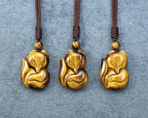 Vista 7 de Jovivi Paquete – 2 artículos Collar de zorro de obsidiana negra, collares de piedras preciosas de cristal curativo + piedra de tigre protección