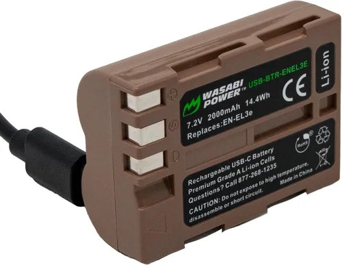 Vista 5 de Wasabi Power Batería USB (Serie Ginger) para Nikon EN-EL3e y Nikon D50, D70, D70s, D80, D90, D100, D200, D300, D300S, D700