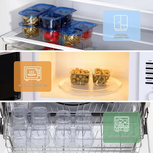 Vista 3 de Paquete de 10 recipientes reutilizables para aperitivos con tapas, 2 compartimentos, caja pequeña de aperitivos Bento, sin BPA, accesorios