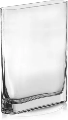 Vista 12 de CYS EXCEL Jarrón de Cristal para Libros (H:6" Apertura:7"x2") Jarrón de Flores Ovalado con Borde Redondo Rectangular Centro de Mesa para Bodas
