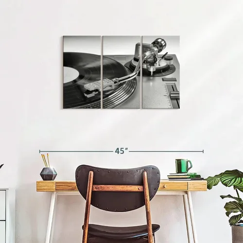 Vista 8 de Elephant Stock BW - Reproductor de discos de vinilo para pared, lienzo horizontal, decoración de pared de sala de estar de 3 piezas, impresión
