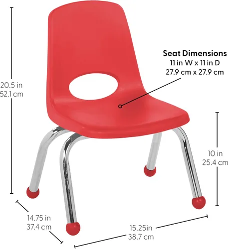 Vista 2 de FDP 15412-RD - Silla escolar apilable de 14 pulgadas con deslizadores de Rojo
