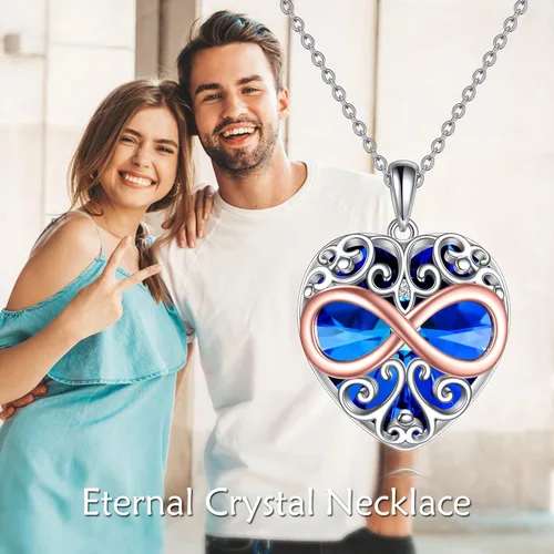 Vista 4 de YFN Collar de corazón de plata esterlina para mujer, regalos de cumpleaños para mamá, esposa, hija, novias