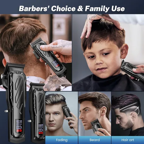 Vista 6 de Brightup Cortadora de pelo de peluquería [sin escobillas de 9000 RPM e inalámbricas] para hombres, juego de cortaúñas y recortadoras profesionales