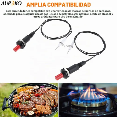 Vista 3 de Aupoko 2 juegos de encendido piezoeléctrico por chispa con cable de botón encendedor, tipo de 1 salida 2 electrodos de 200 grados de alambre