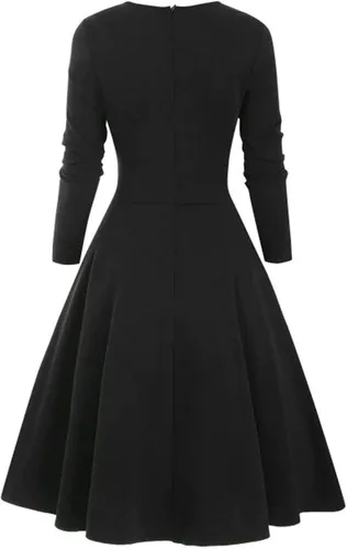 Vista 4 de Vestido de punto asimétrico para mujer, de otoño, a la moda, con botones, para el cuello y retazos, para 2022