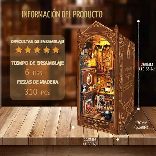 Vista 2 de Kit de Rincón de Libros, Tienda Mágica de Muñecas para Casa de Muñecas, Estantería para Libros, Decoración de Pasillo, Kit de Bricolaje de Casa