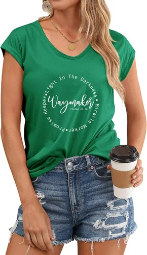 Vista 4 de FEMLE Christian Waymaker Sudadera Light in Darkess de manga larga con cuello redondo Miracle Worker Tops para mujer