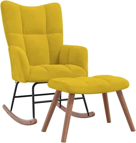 Vista 12 de vidaXL Mecedora, silla de acento mecedora, asiento acolchado con reposapiés, silla auxiliar para sala de estar, dormitorio, estilo retro, terciopelo