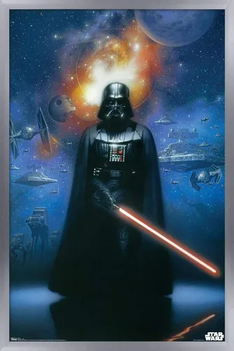 Vista 14 de Trends International Star Wars: Saga - Póster de pared de Vader in Space, 14.725 x 22.375 pulgadas, versión enmarcada de madera de granero