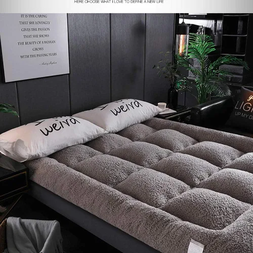 Vista 2 de WJXBoos Colchón de futón de franela de felpa, tatami japonés, cubrecolchón antideslizante grueso y transpirable, tapete para dormir para dormitorio