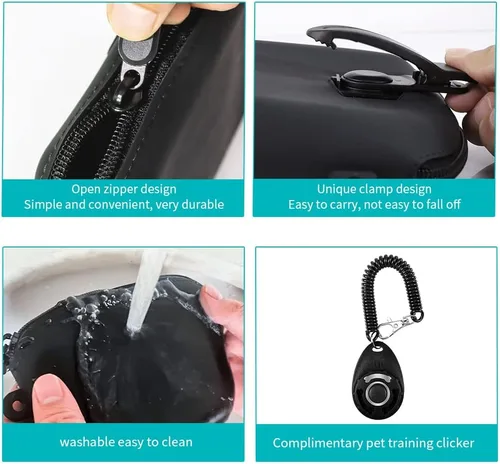 Vista 5 de Bolsa de entrenamiento para perros con clip, bolsa portátil impermeable para cachorros y clicker de entrenamiento, S