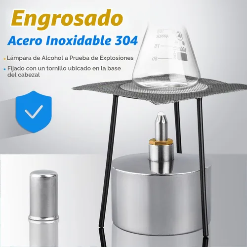 Vista 2 de Lámpara de alcohol de acero inoxidable de 13.5 fl oz - Quemador Bunsen a prueba de explosiones Lámpara de calefacción de pared pesada Lámpara