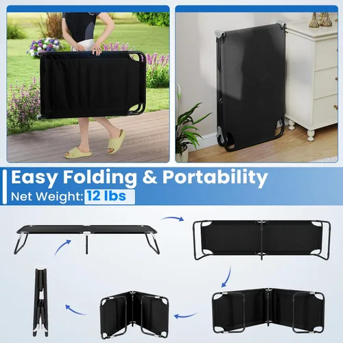 Vista 3 de GYMAX Catre de camping plegable, portátil, ultraligero y compacto, para adultos con tela Oxford, para viajes al aire libre, mochileros, senderismo