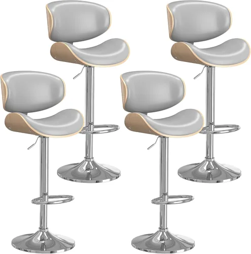 Vista 15 de YaFiti Taburetes de bar modernos giratorios, taburetes de bar altura de mostrador con respaldo para bar, cocina, comedor, color marrón