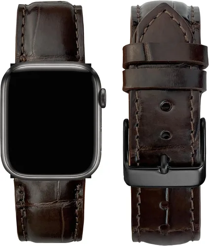 Vista 10 de AIIigator - Correa de reloj hecha a mano de cuero compatible con Apple Watch Ultra de 1.929 in 1.772 in 1.732 in 1.654 in 1.614 in 1.575 in 1.496 in