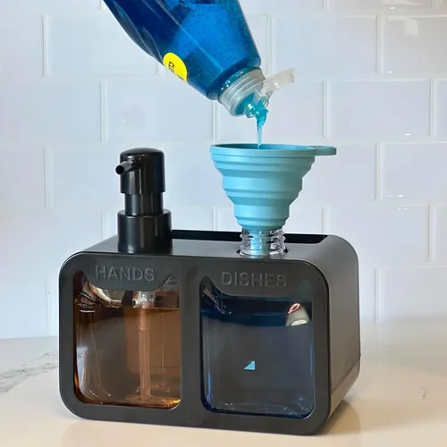 Vista 5 de Esby Juego de dispensador de jabón, dispensador de jabón para platos 4 en 1 para fregadero de cocina, dispensador de jabón de manos que ahorra Negro