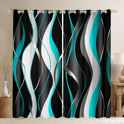 Vista 28 de Feelyou Cortinas de videojuegos negro y gris para niños, dormitorio, música, audífonos, notas, cortinas de ventana, para niños, adolescentes