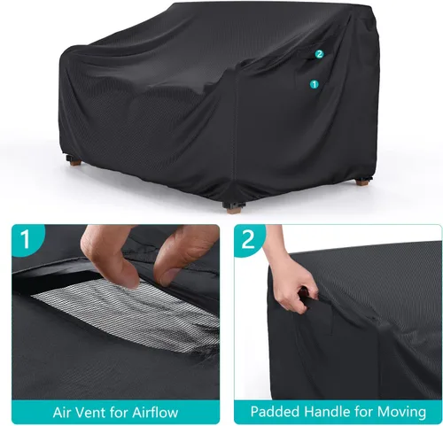 Vista 4 de Funda para Sofá de Patio Impermeable - Funda para Sofá de Exterior de 2 Plazas de Servicio Pesado, Fundas para Muebles de Patio con Ventilación