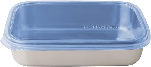 Vista 7 de U Konserve Contenedor de almacenamiento de alimentos de acero inoxidable con forma de caja bento rectangular, con tapa de silicona a prueba de fugas
