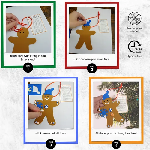 Vista 6 de 4E's Novelty Legend of Gingerbread Man - Juego de 12 adornos navideños de espuma a granel, de 3 a 12 años, autoadhesivos, adornos de bricolaje