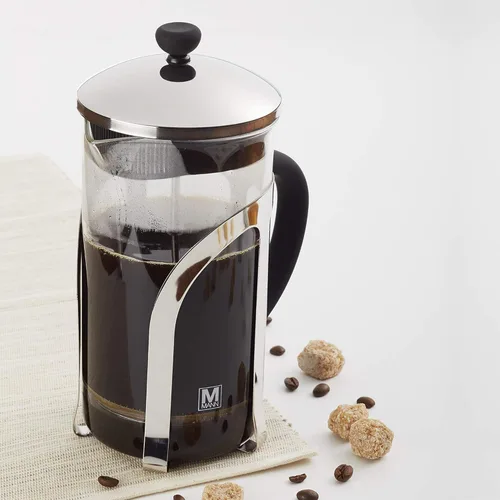 Vista 4 de Cafetera de prensa francesa, olla percoladora, 27.1 fl oz, vidrio superior transparente, aislado. Ideal para té, café. Filtro de prensa superior